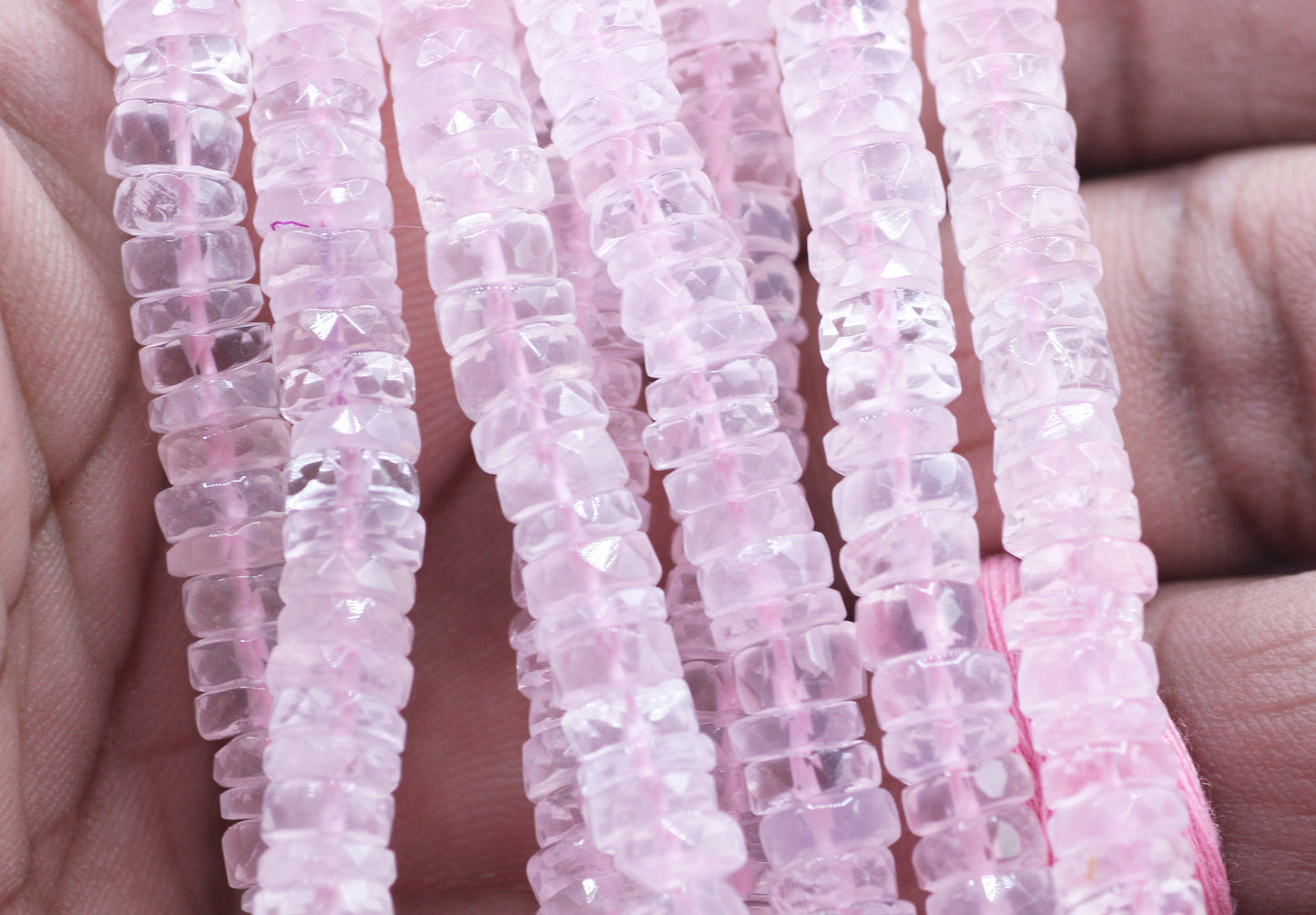 Rose Quartz Faceted Wheel Beads,Faceted Beads