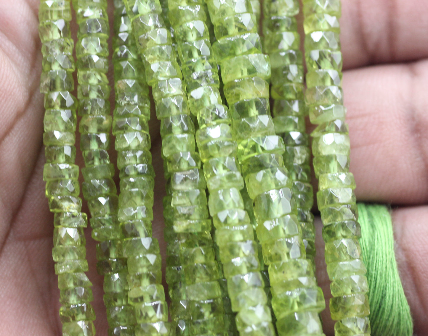 Peridot Faceted Wheel Beads,Faceted Beads