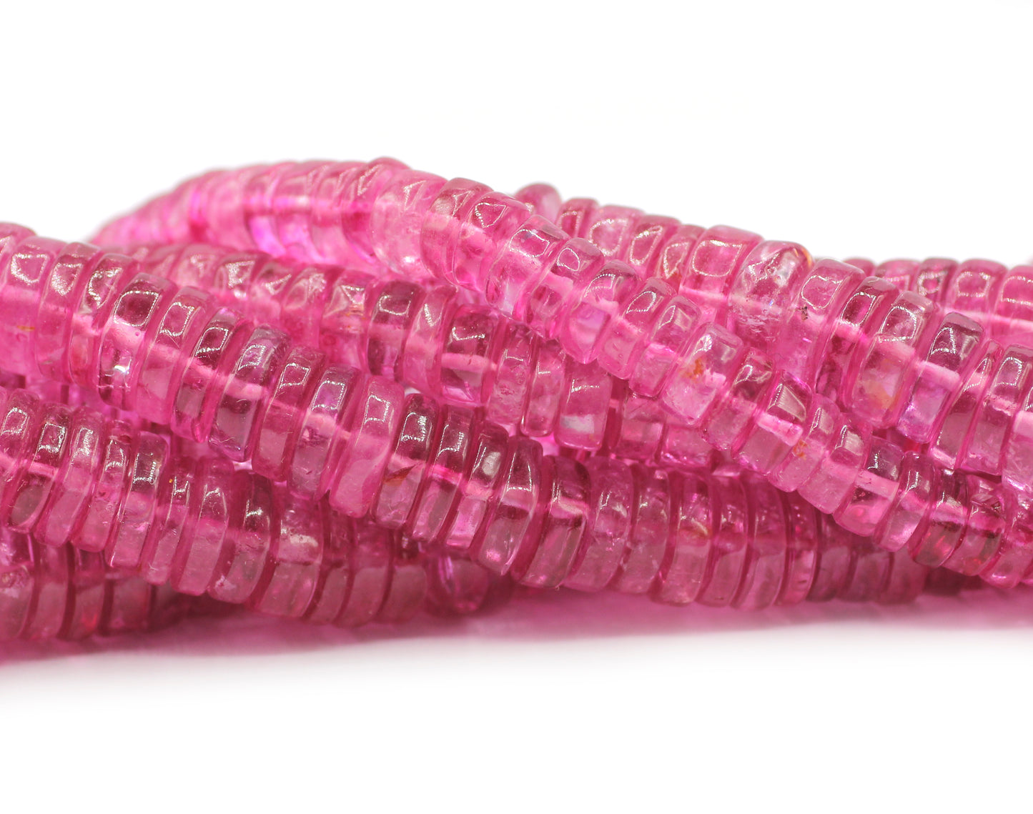 Pink Topaz Smooth Wheel Beads,Smooth Beads