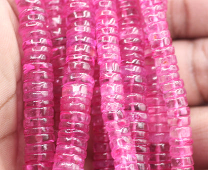 Pink Topaz Smooth Wheel Beads,Smooth Beads