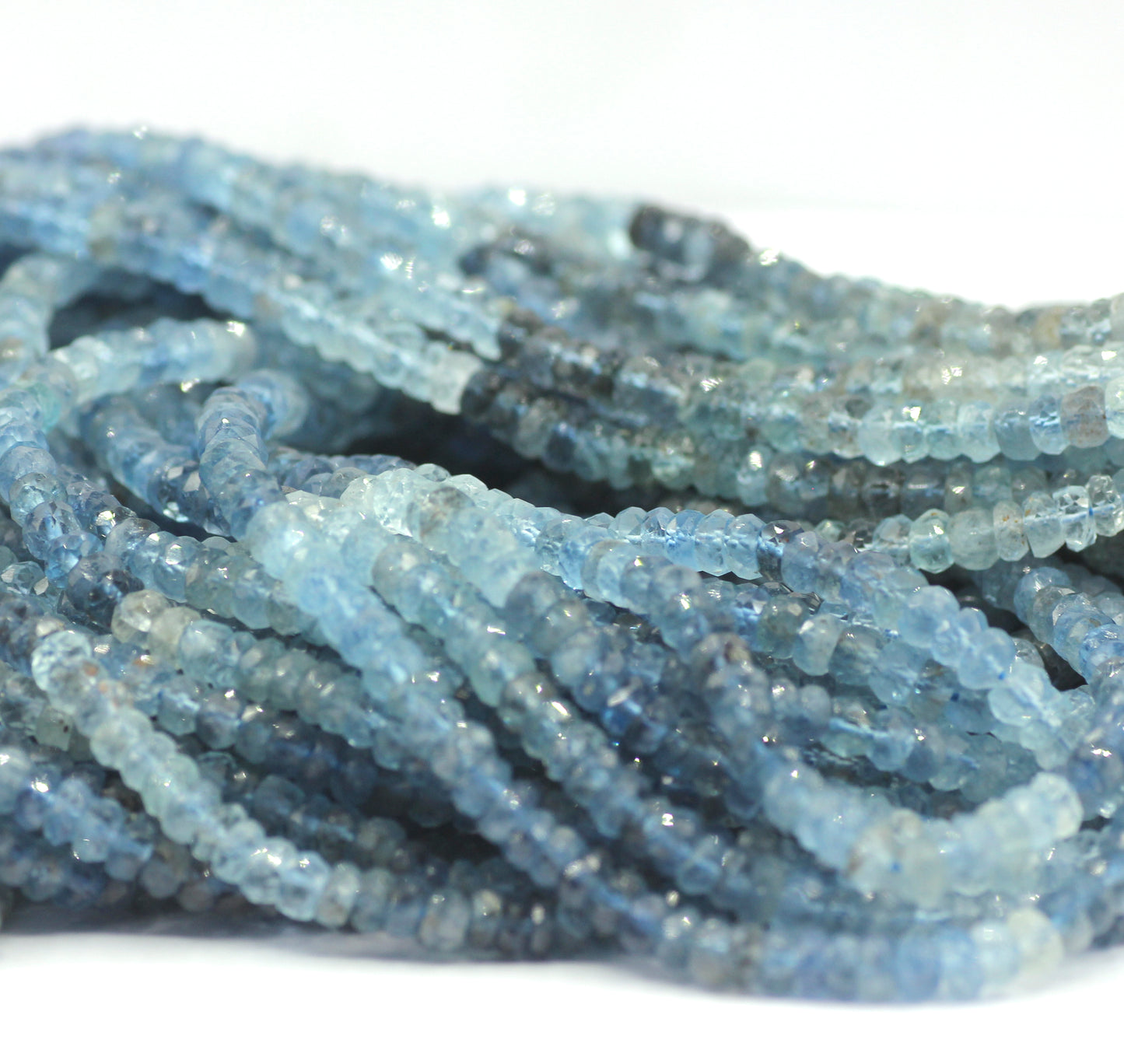 Aquamarine Beads Faceted Rondelle ,Natural Aqumarine