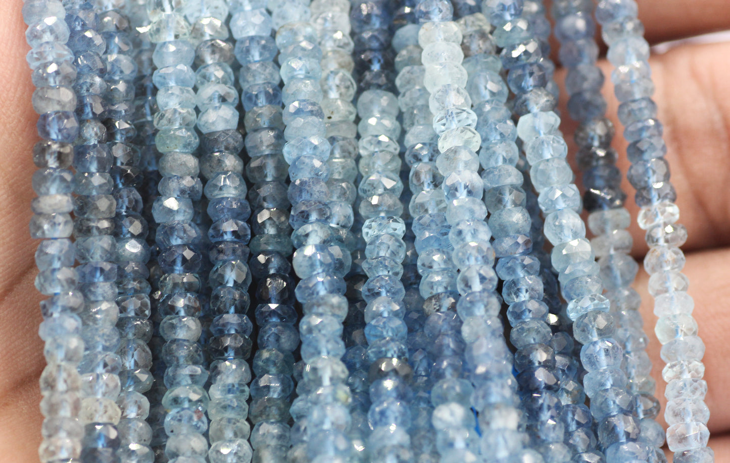Aquamarine Beads Faceted Rondelle ,Natural Aqumarine