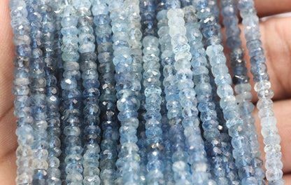 Aquamarine Beads Faceted Rondelle ,Natural Aqumarine