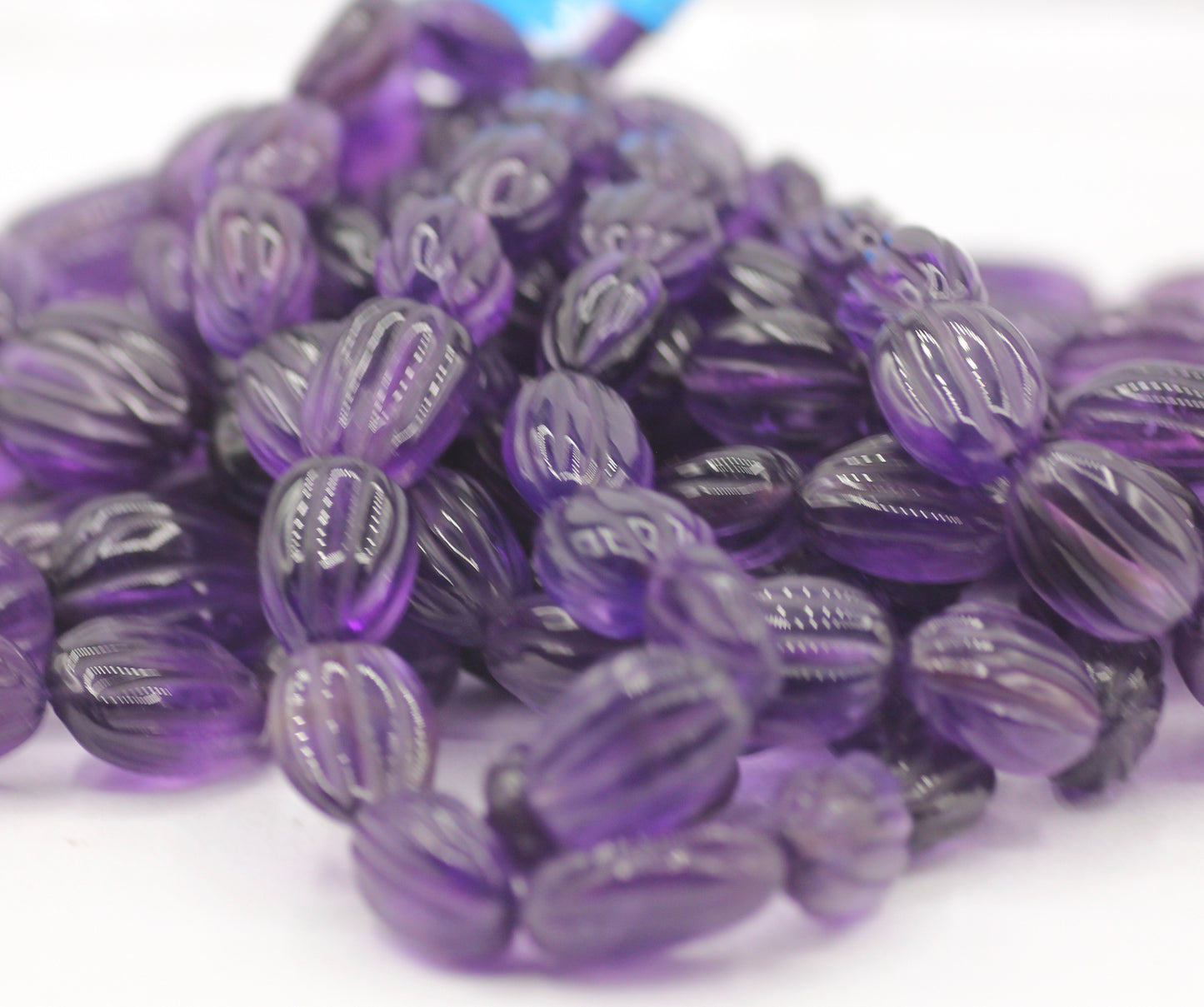 Amethyst Oval Carved Pumpkin Beads, Oval Carved Beads