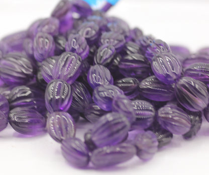 Amethyst Oval Carved Pumpkin Beads, Oval Carved Beads