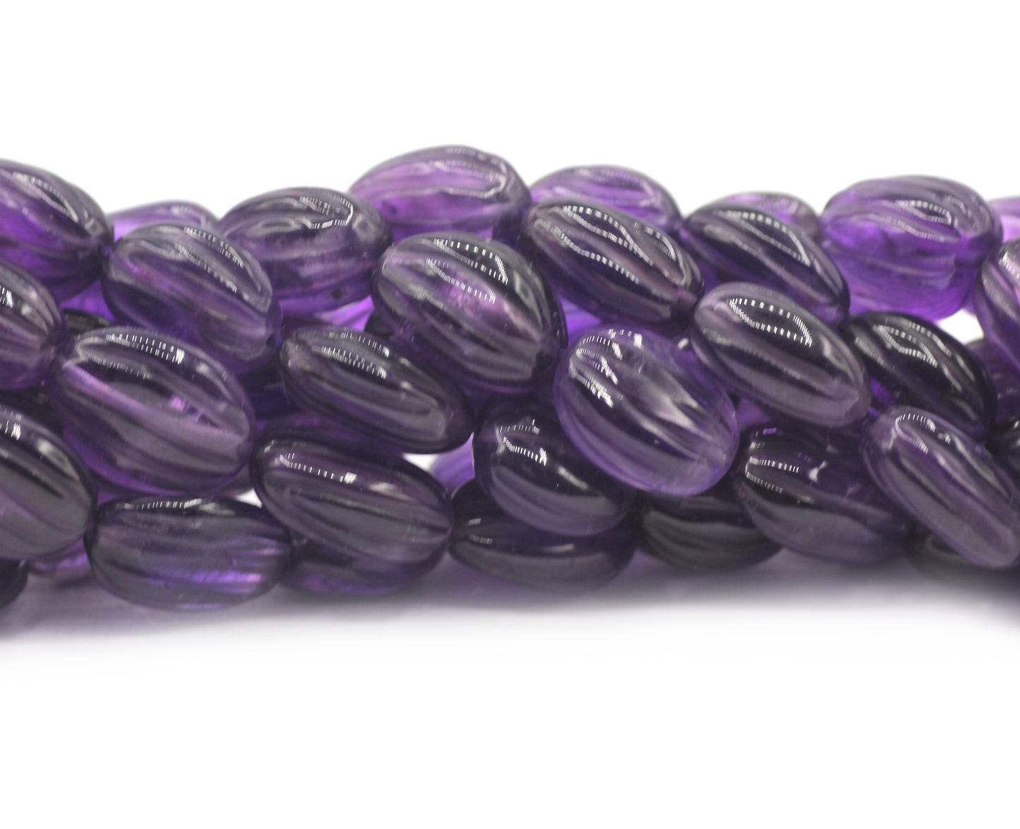 Amethyst Oval Carved Pumpkin Beads, Oval Carved Beads