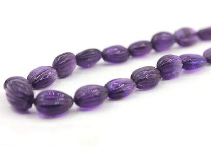 Amethyst Oval Carved Pumpkin Beads, Oval Carved Beads