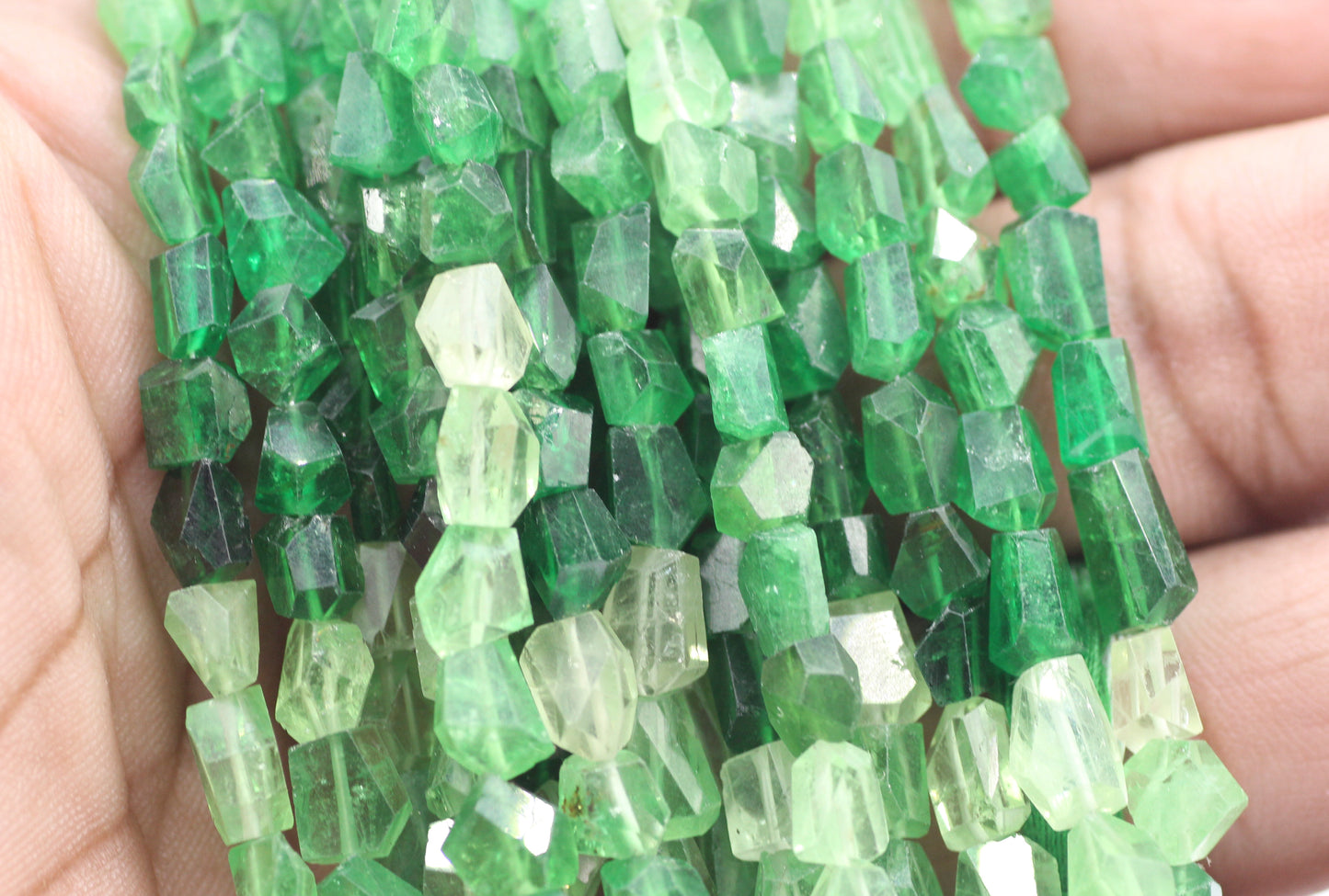 Tsavorite Faceted Nuggets Beads,Faceted Beads