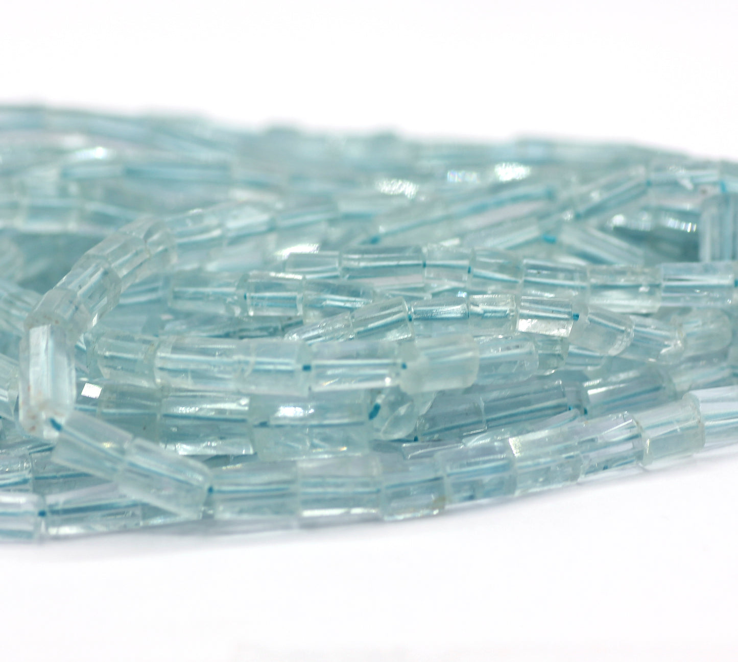 Aquamarine Faceted Tube Beads,Faceted Beads