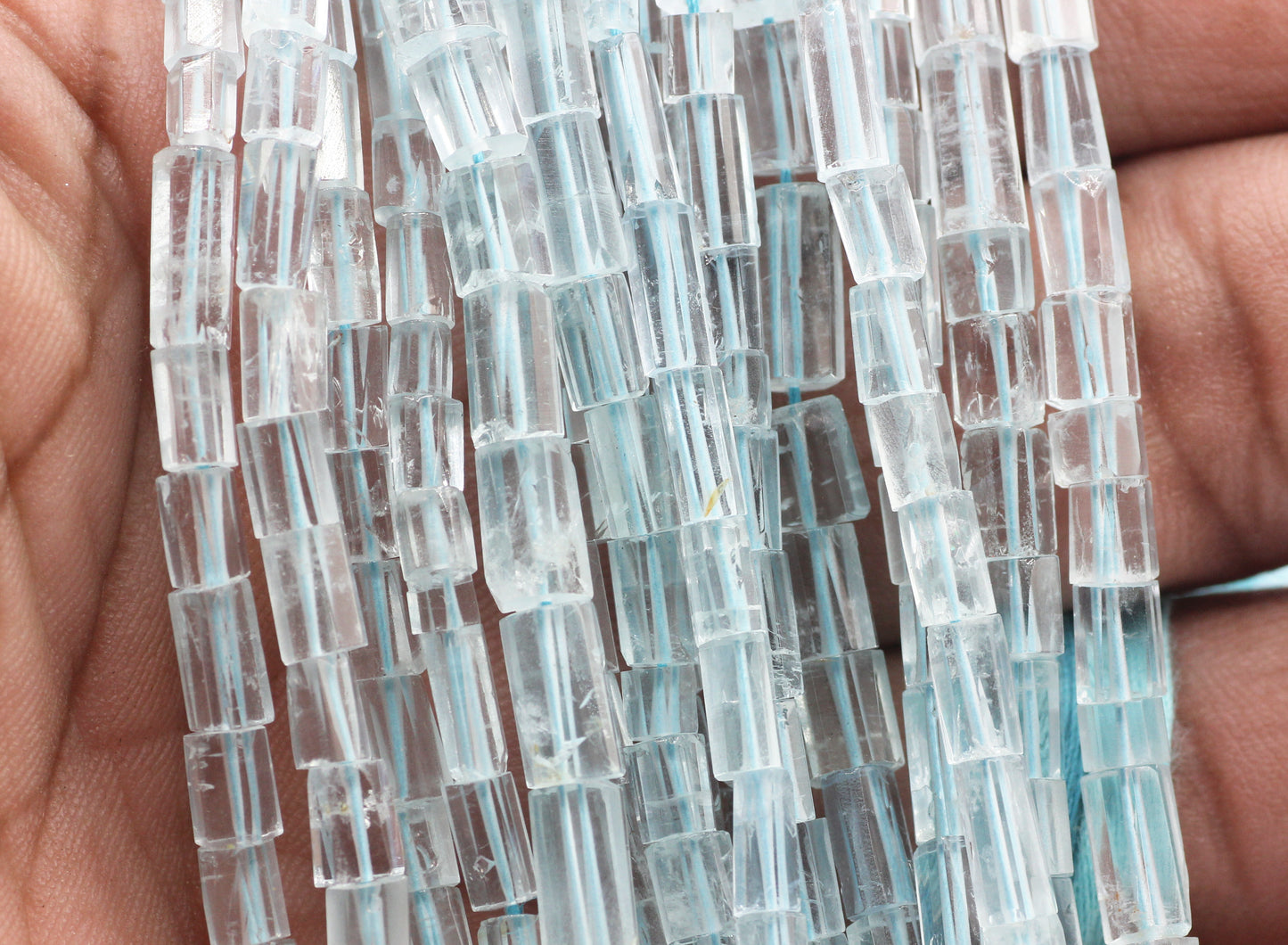 Aquamarine Faceted Tube Beads,Faceted Beads