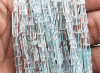 Aquamarine Faceted Tube Beads,Faceted Beads
