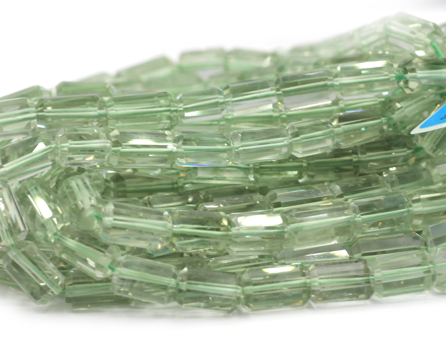 Green Amethyst Faceted Tube Beads,Faceted Beads