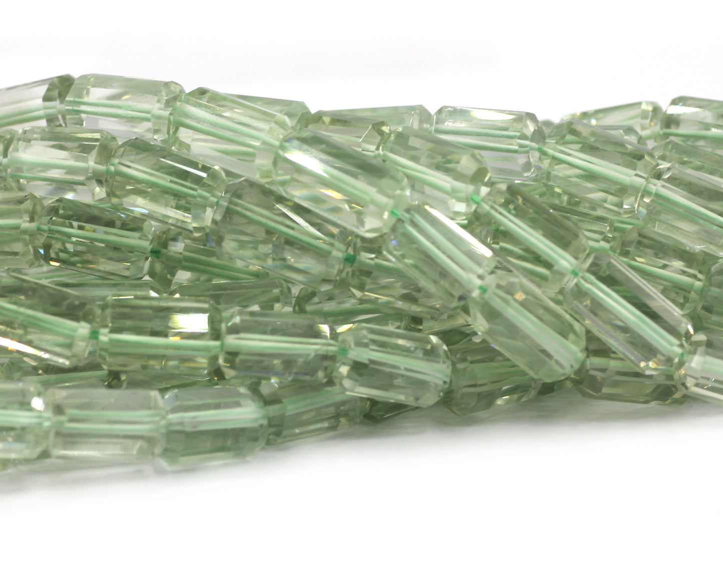 Green Amethyst Faceted Tube Beads,Faceted Beads