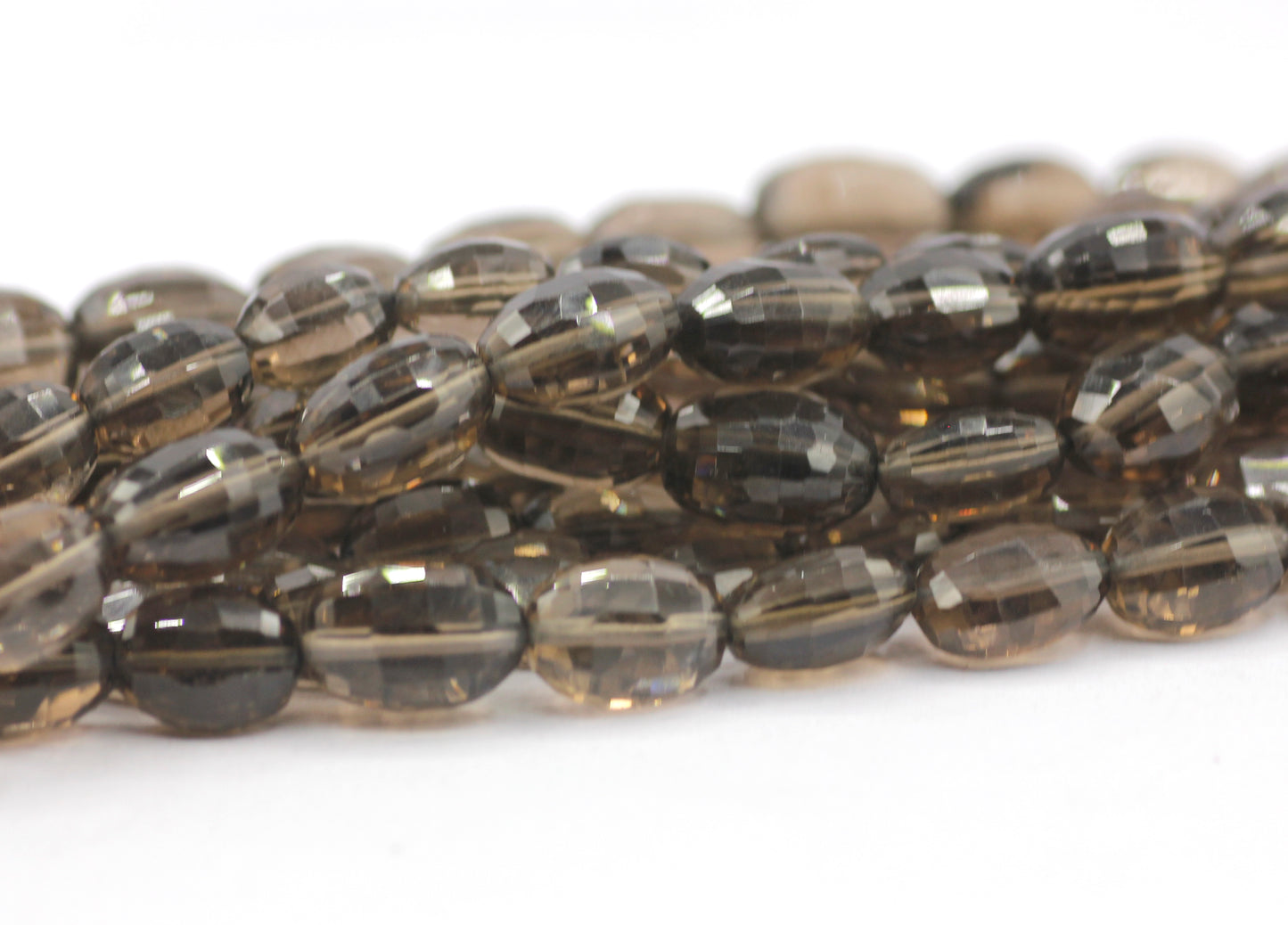 Smoky Quartz Faceted Oval Beads, Faceted Beads