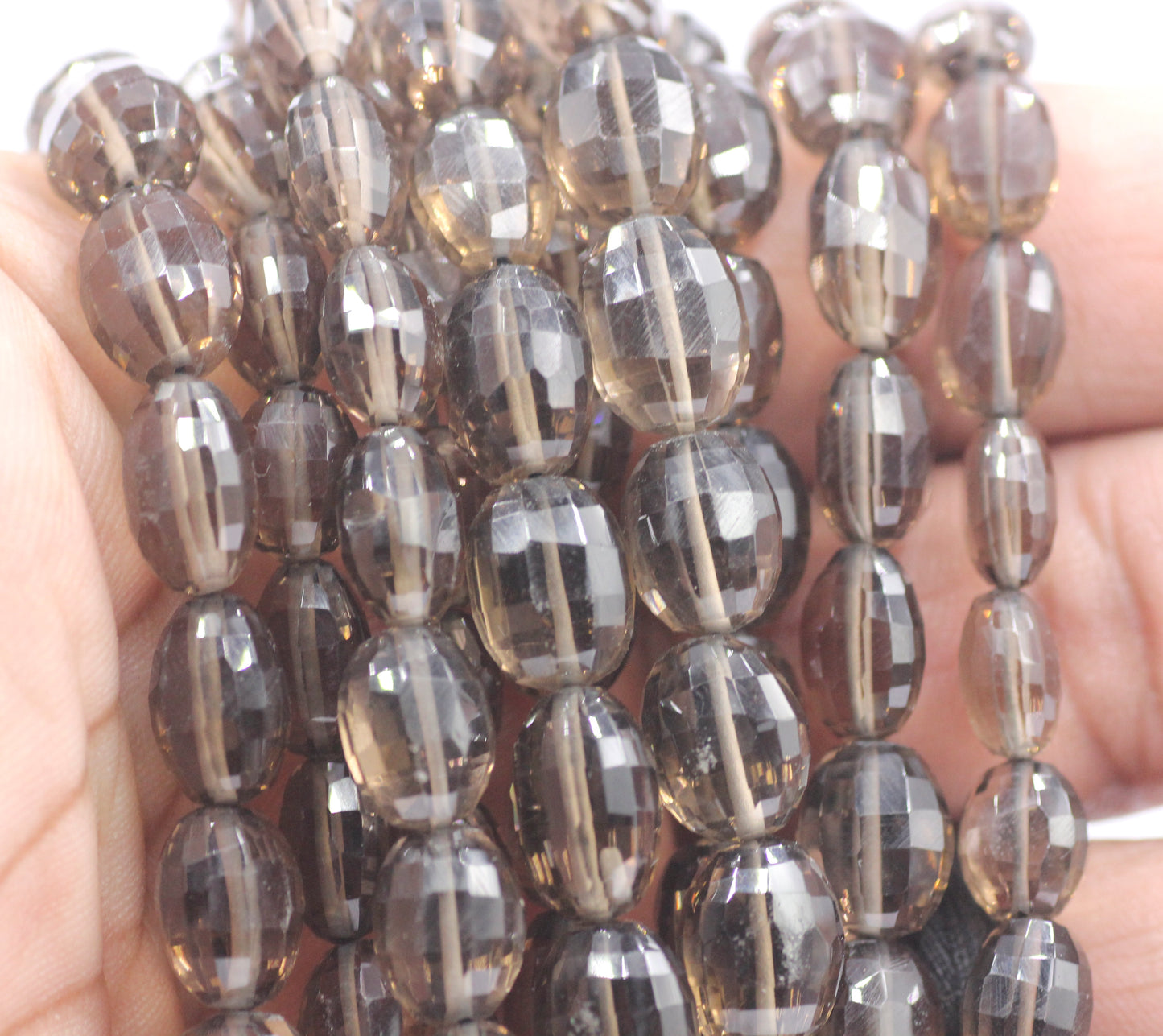 Smoky Quartz Faceted Oval Beads, Faceted Beads