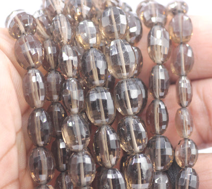 Smoky Quartz Faceted Oval Beads, Faceted Beads