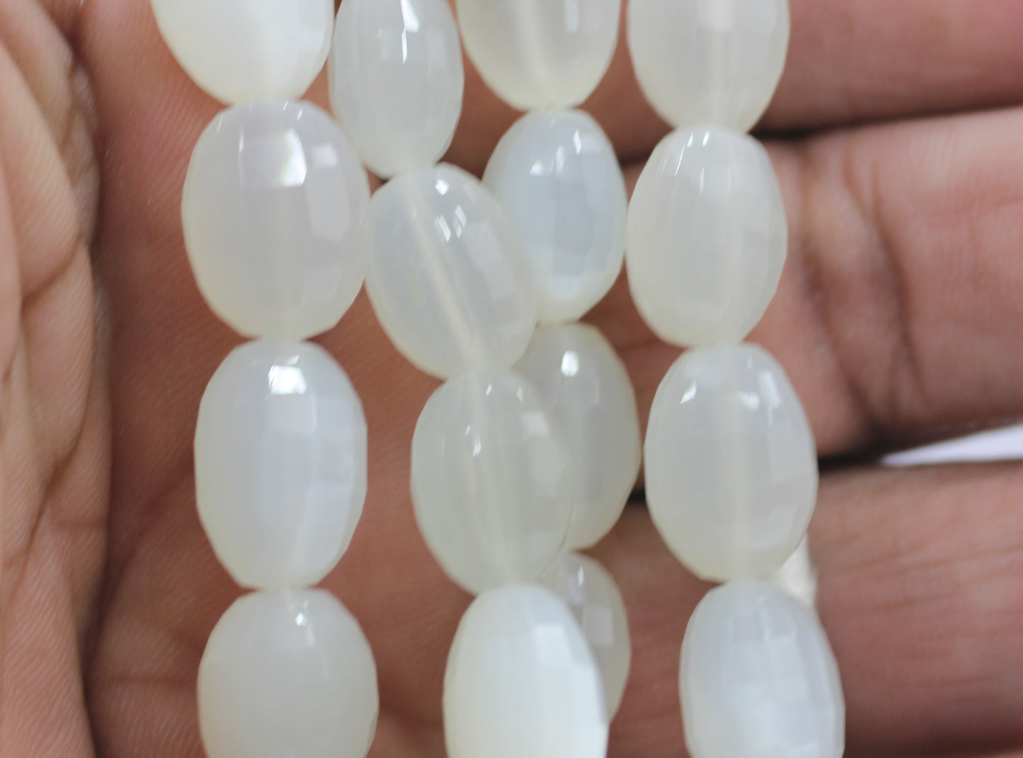 Moonstone Faceted Oval Beads, White Moonstone Faceted Beads Oval