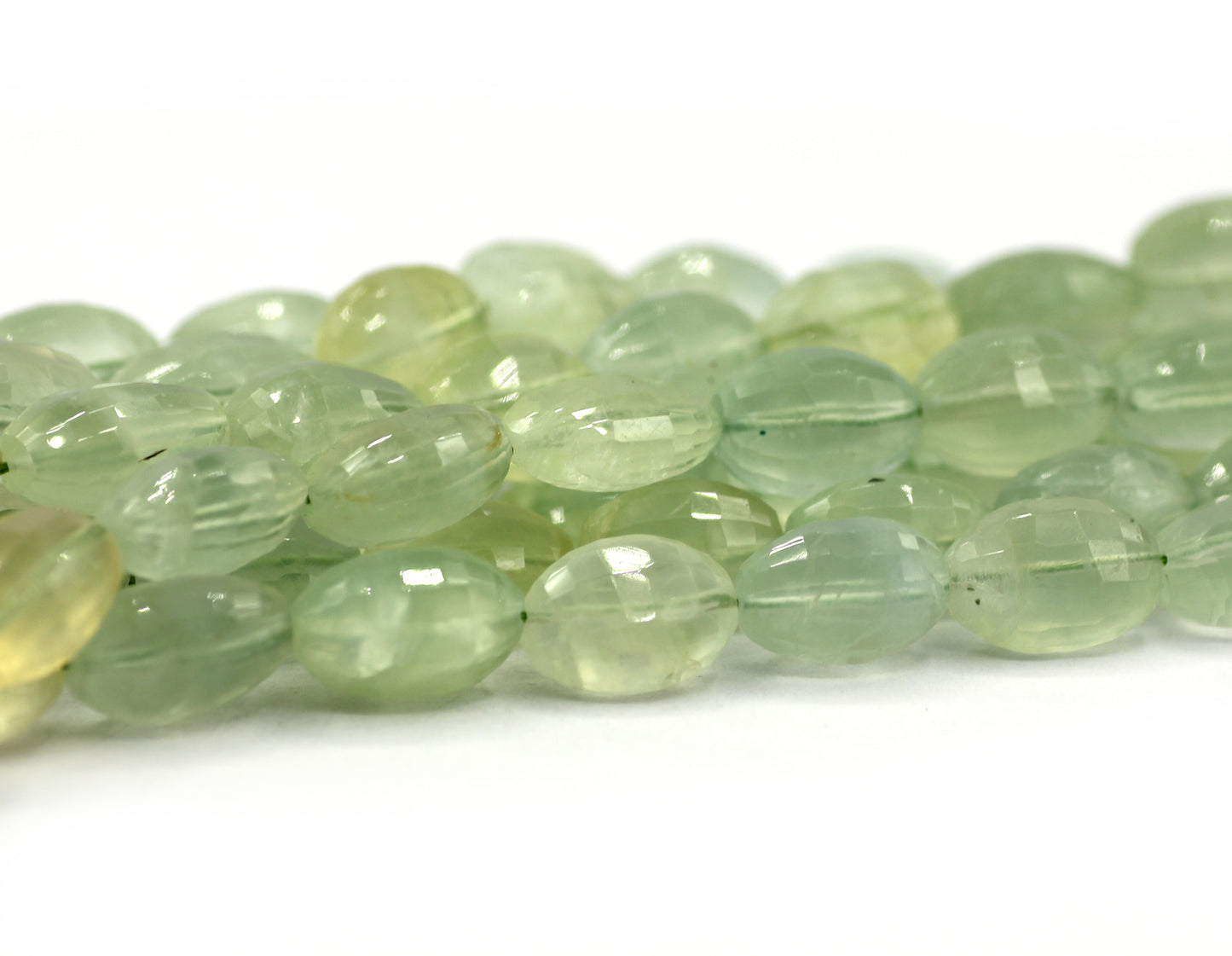 Prehnite Faceted Oval Beads, Faceted Beads