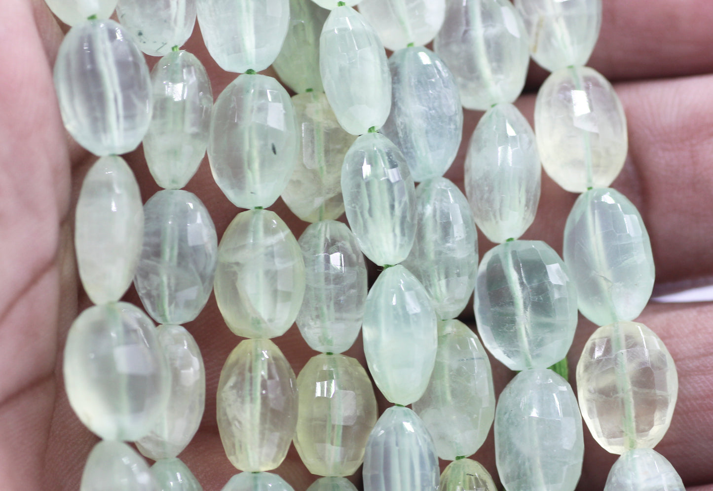 Prehnite Faceted Oval Beads, Faceted Beads