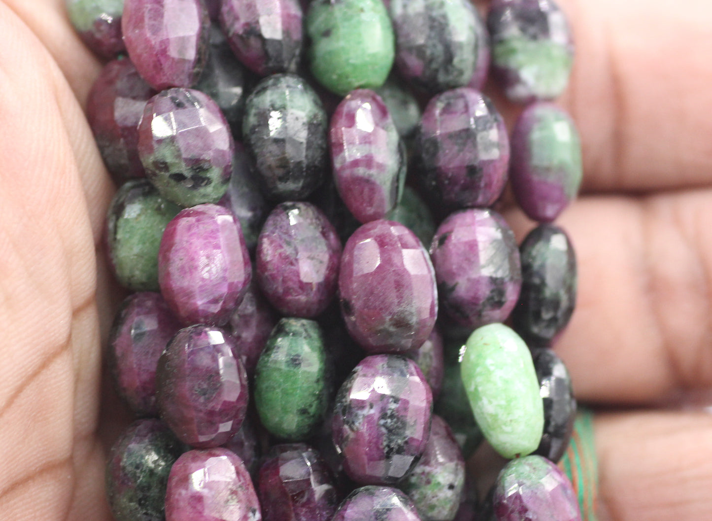 Ruby Zoisite Faceted Oval Beads, Faceted Beads