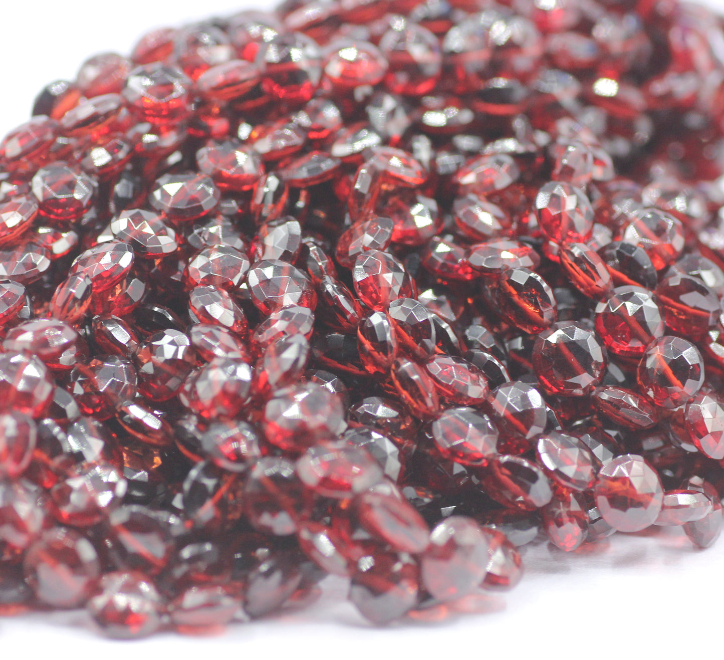 Garnet Faceted Coin Beads,Faceted Beads
