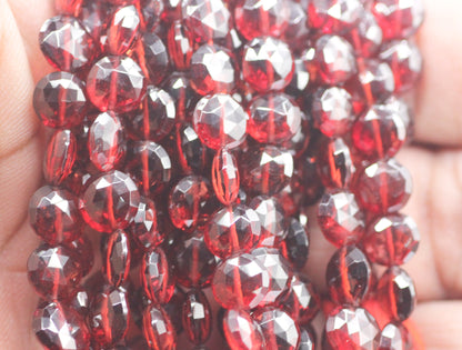 Garnet Faceted Coin Beads,Faceted Beads