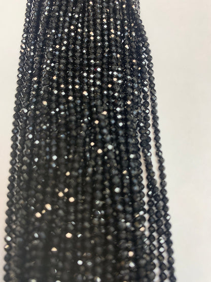 Spinel, BLACK SPINEL ROUND FACETED 2-2.50 MM