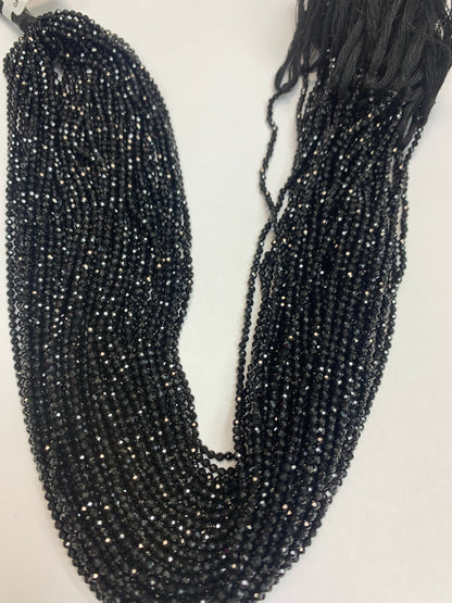 Spinel, BLACK SPINEL ROUND FACETED 2-2.50 MM