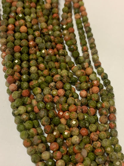 Unakite Beads Round Faceted Micro Faceted 3mm