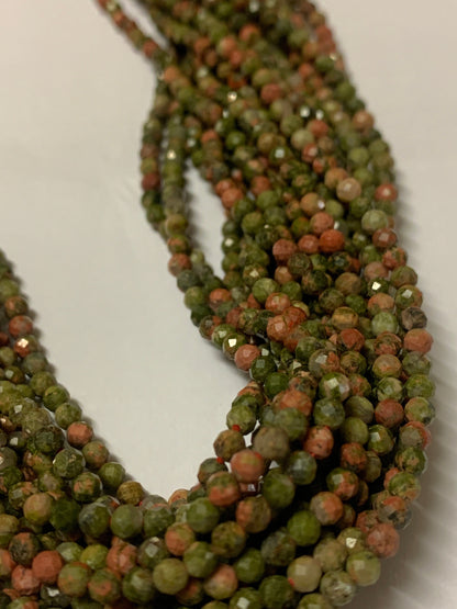 Unakite Beads Round Faceted Micro Faceted 3mm