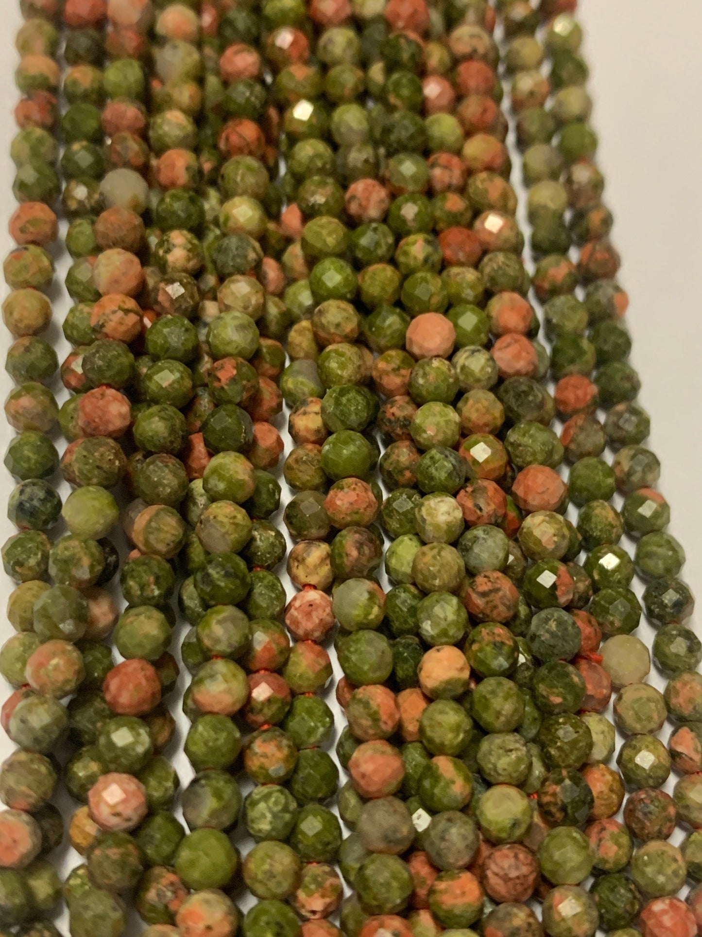 Unakite Beads Round Faceted Micro Faceted 3mm