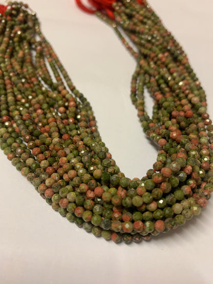 Unakite Beads Round Faceted Micro Faceted 3mm
