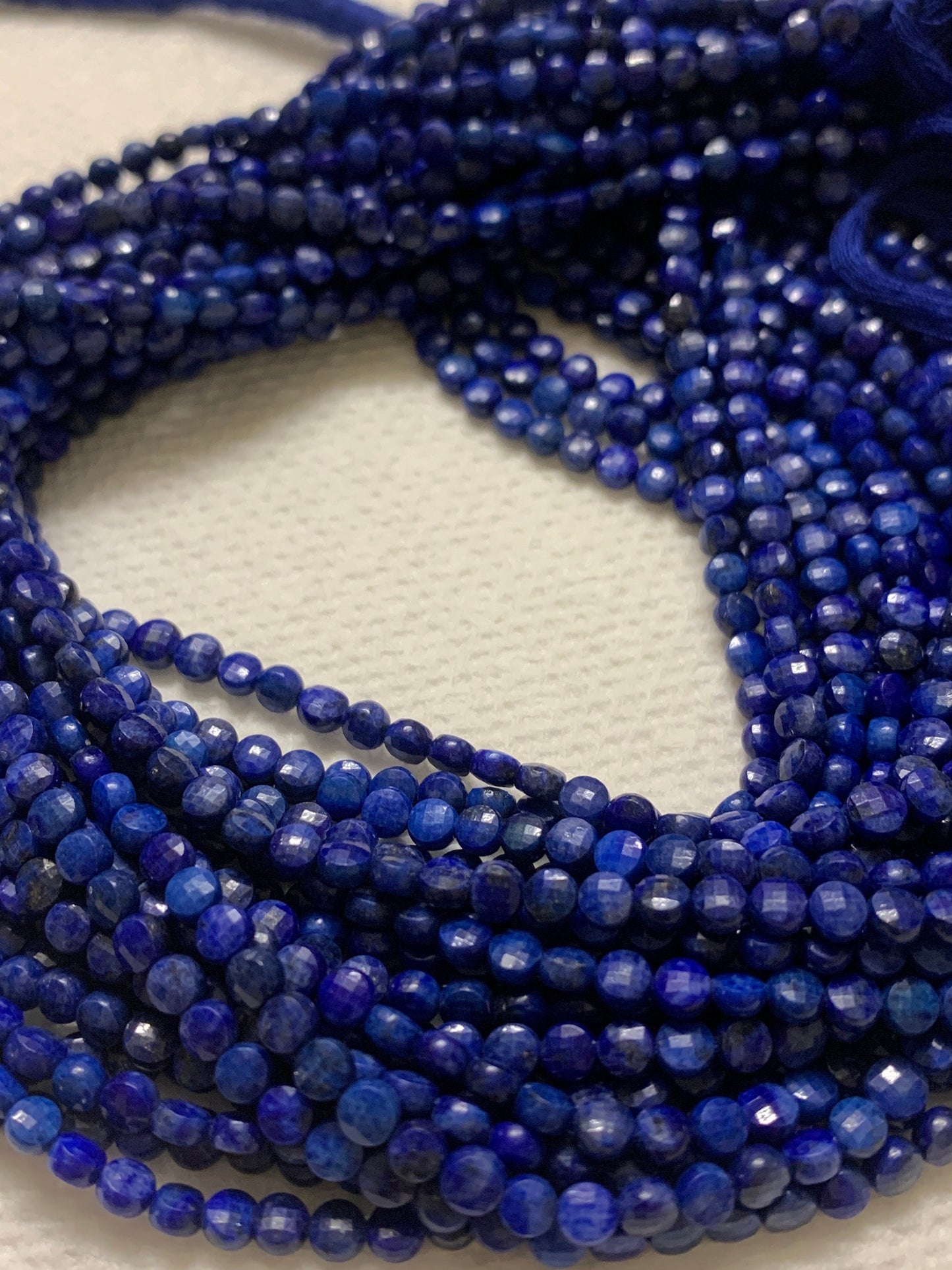 Lapis Lazuli Beads Faceted Coin
