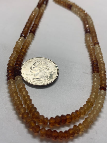 Garnet, Hessonite Shaded Roundel Beads Facetted 3-4mm