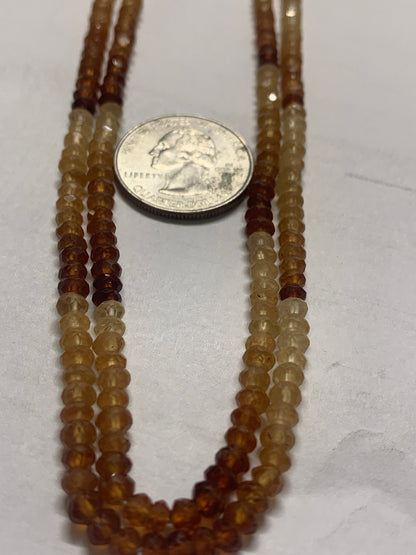 Garnet, Hessonite Shaded Roundel Beads Facetted 3-4mm