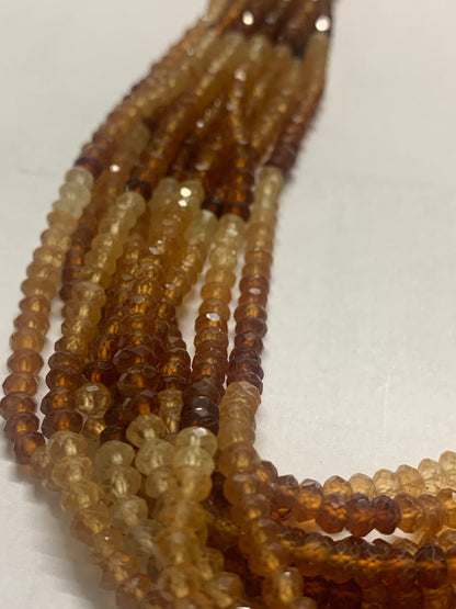 Garnet, Hessonite Shaded Roundel Beads Facetted 3-4mm