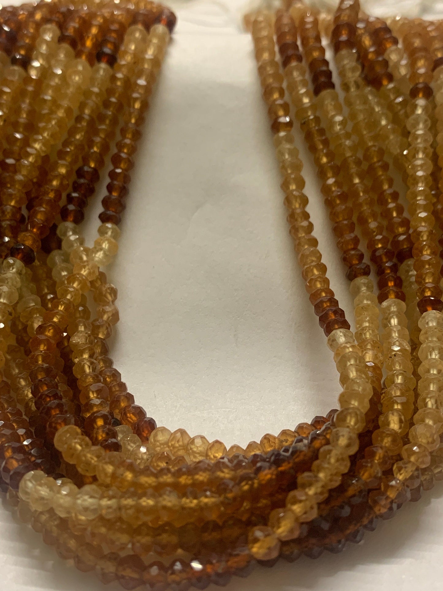 Garnet, Hessonite Shaded Roundel Beads Facetted 3-4mm