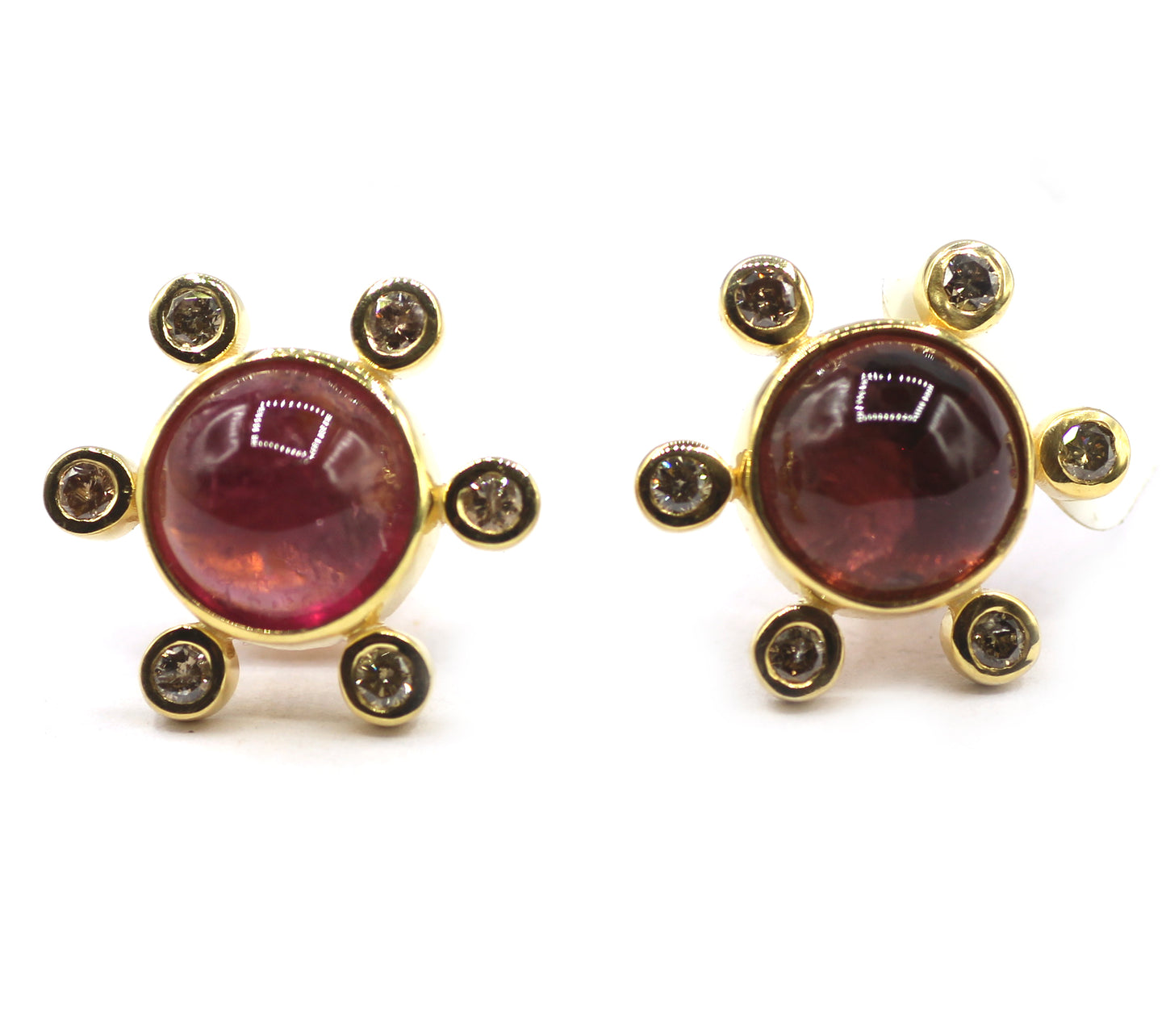 Pink Tourmaline 925 silver Diamond Earring Stud