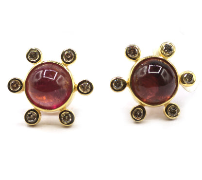 Pink Tourmaline 925 silver Diamond Earring Stud