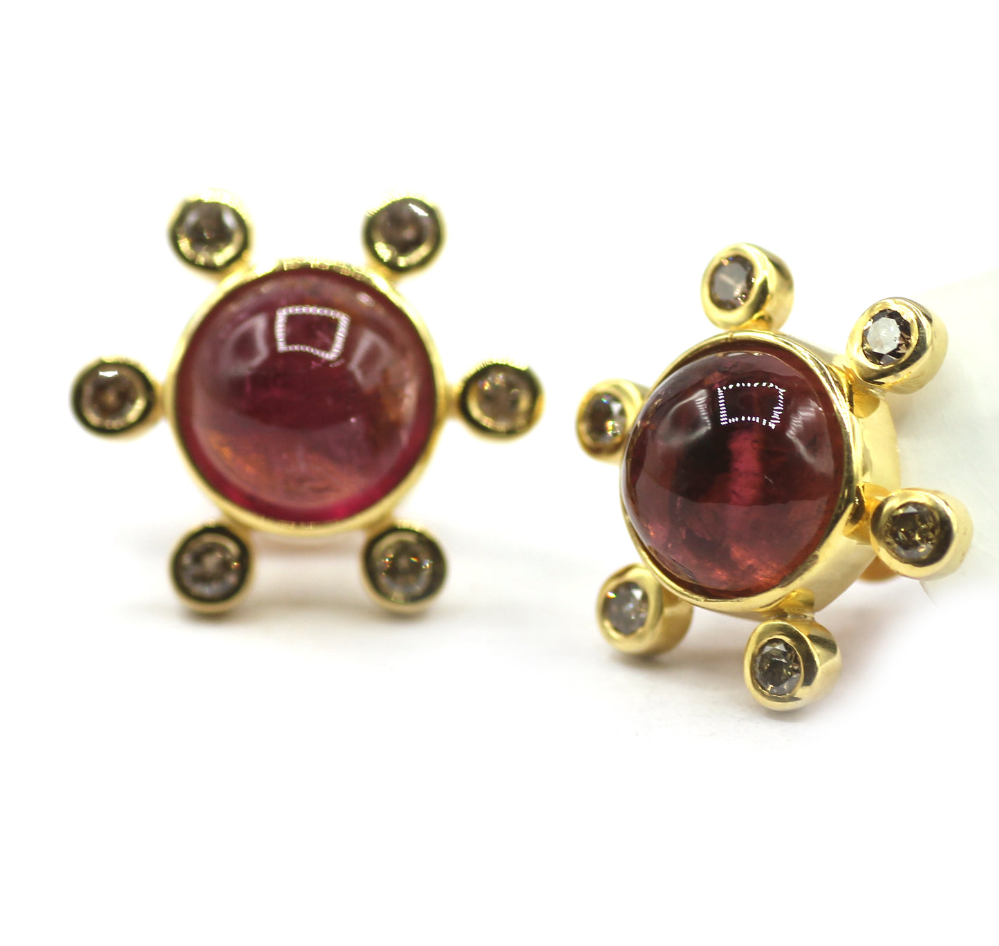 Pink Tourmaline 925 silver Diamond Earring Stud