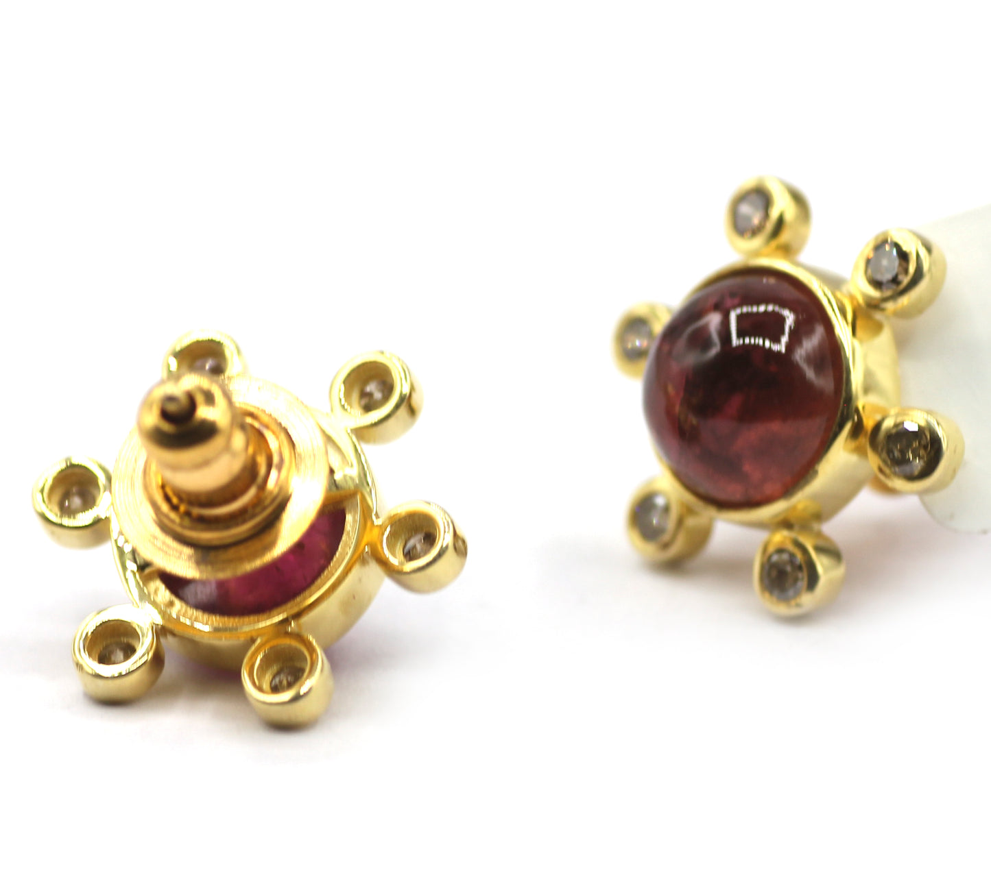 Pink Tourmaline 925 silver Diamond Earring Stud