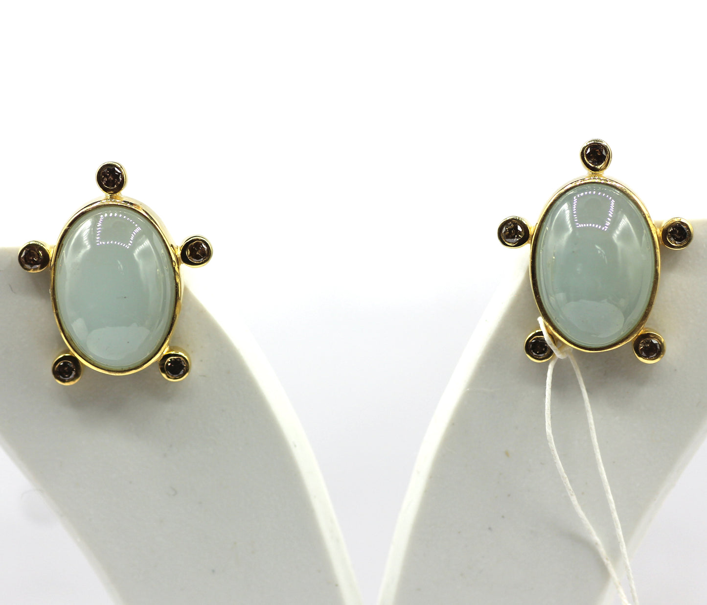 Aquamarine 925 silver Diamond Earring Stud