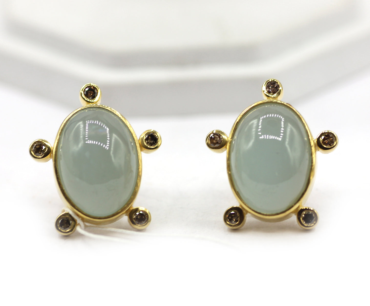 Aquamarine 925 silver Diamond Earring Stud