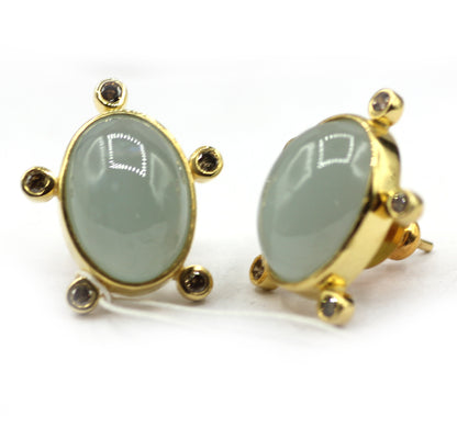 Aquamarine 925 silver Diamond Earring Stud