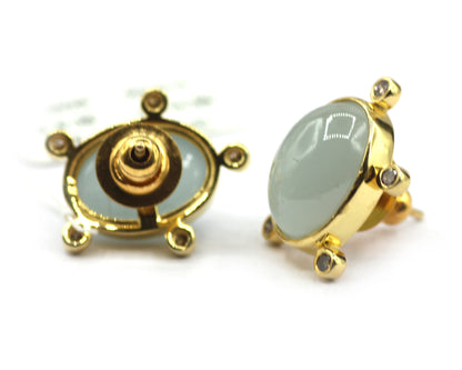 Aquamarine 925 silver Diamond Earring Stud