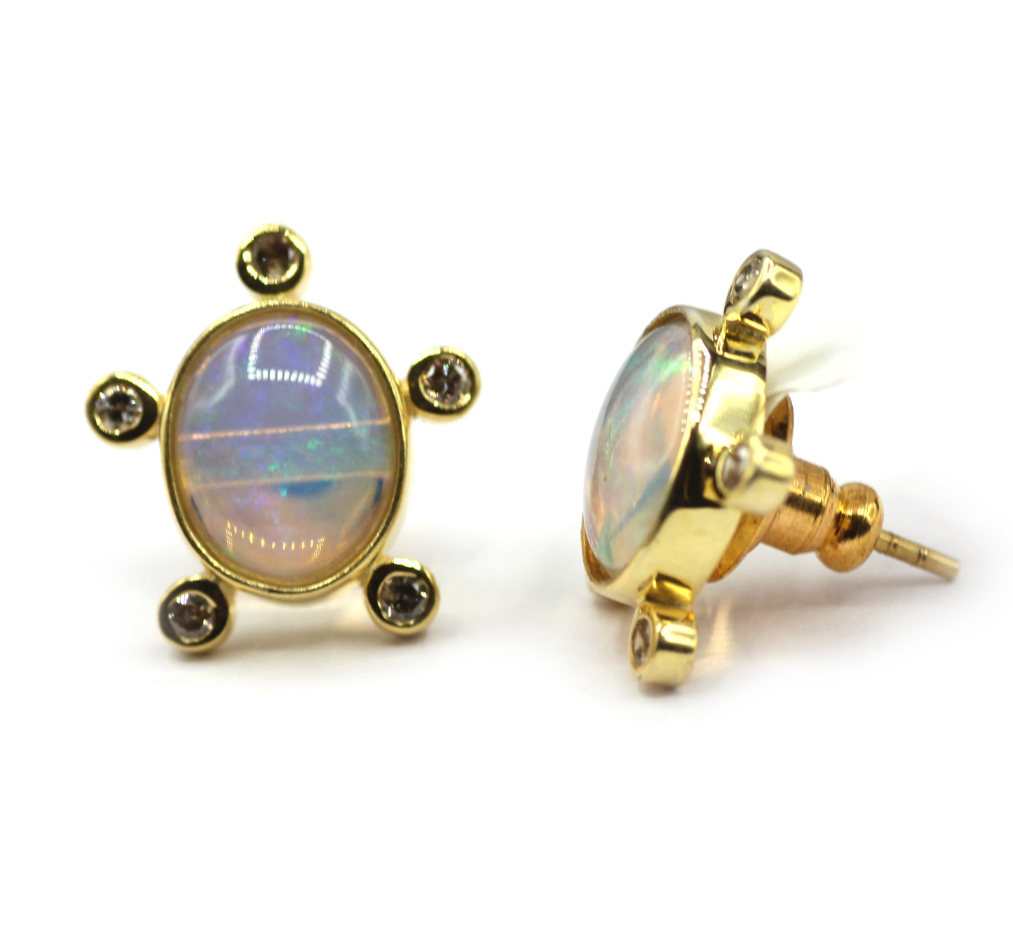 Ethiopian opal 925 silver Diamond Earring Stud