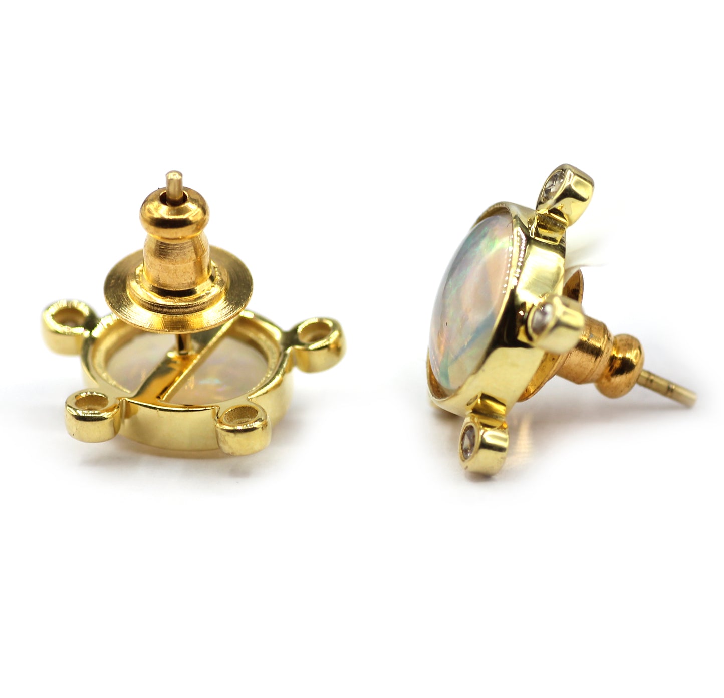 Ethiopian opal 925 silver Diamond Earring Stud