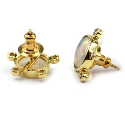 Ethiopian opal 925 silver Diamond Earring Stud