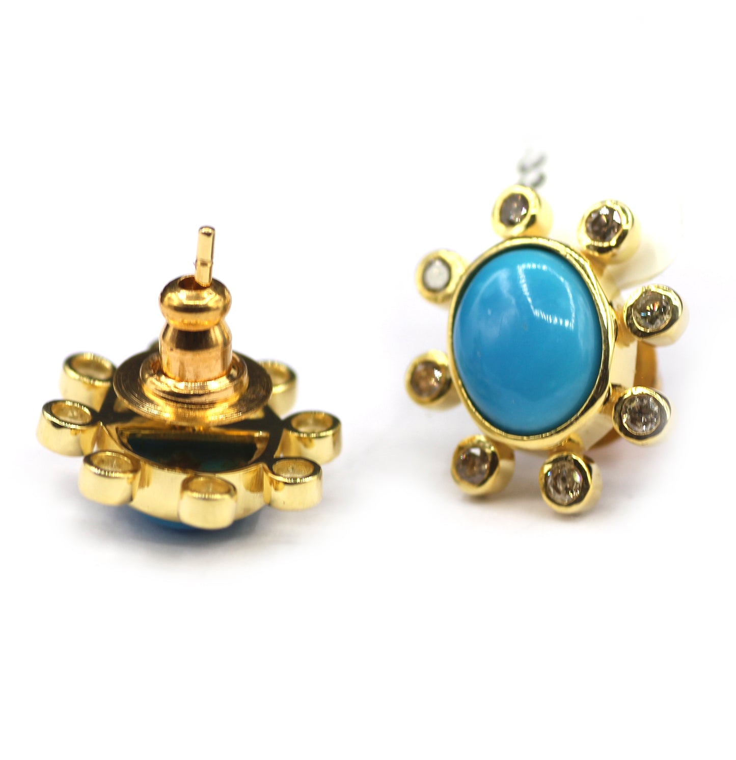 Turquoise 925 silver Diamond Earring Stud