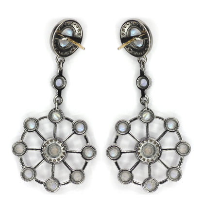 Round Moonstone 925 silver Diamond Earring